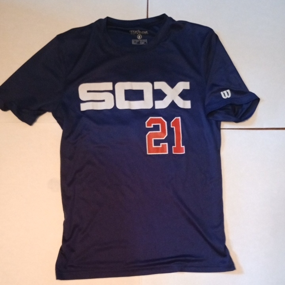 Wilson Navy Blue Crew Neck Red Sox Shirt